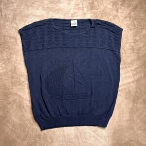 Vintage 80s Sweaters USA Sailboat Sweater Knit Sleeveless Nautical Sailing Retro